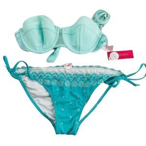 XHILARATION Teal Scalloped Bikini Swimsuit